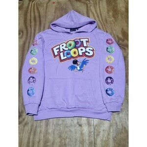 Kellogg’s Froot Loops Hoodie Toucan Sam men Medium Purple Cotton Pullover @K7